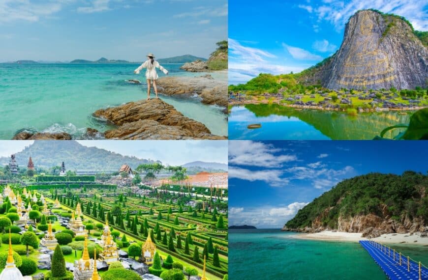 ภาพปะติดภาพต่างๆ ของชายหาดและแหล่งน้ำในบริเวณที่พักท่องเที่ยวราชบุรี