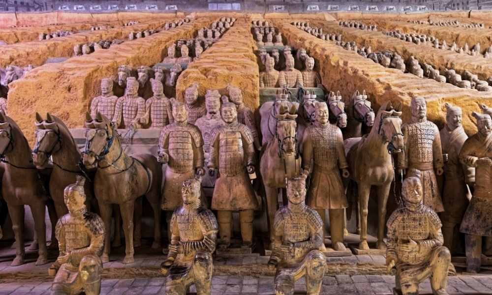 รูปปั้นคนและม้ากลุ่ม สถานที่ท่องเที่ยวจีน ใหญ่