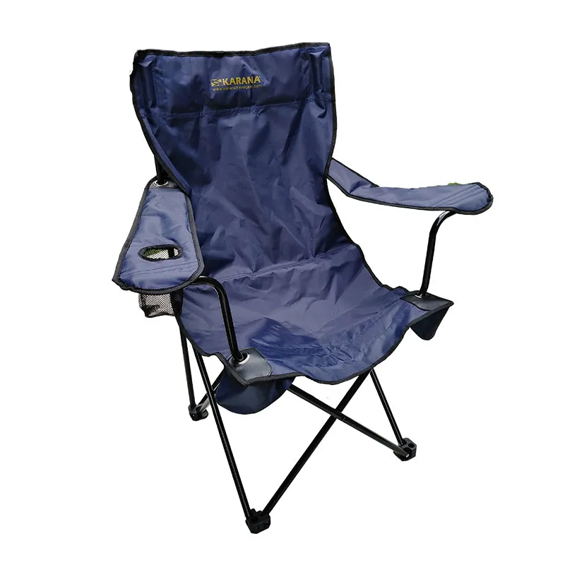 เก้าอี้พับสีน้ำเงินพร้อมที่วางแก้ว เก้าอี้แค้มปิ้ง