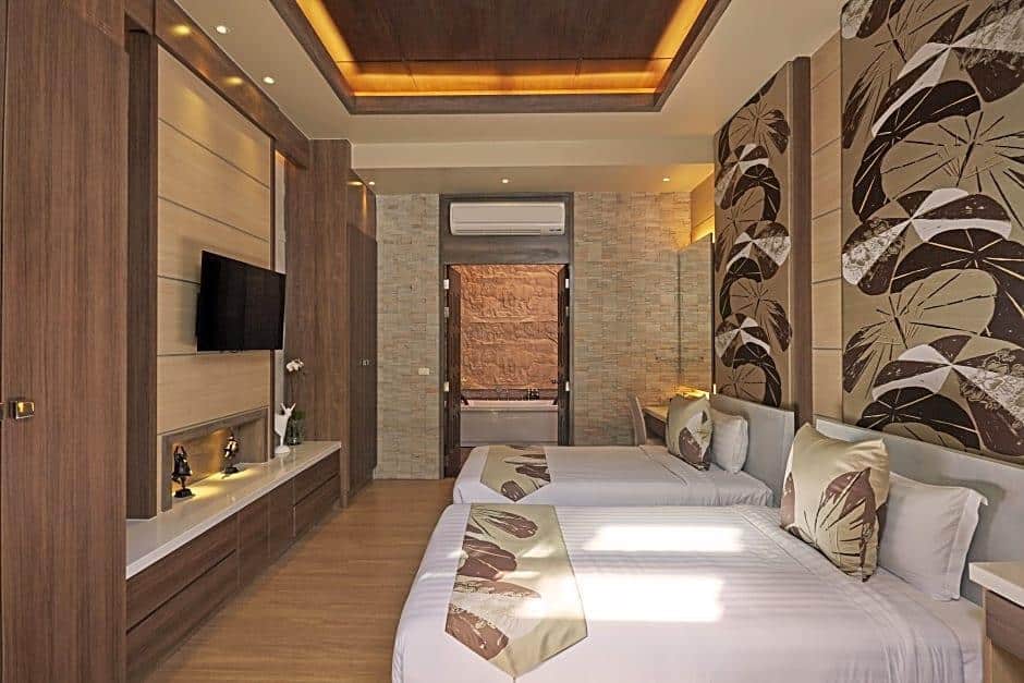 ห้องพักโรงแรม 2 เตียง ทีวีจอแบน ตั้งอยู่ในแหล่งท่องเที่ยวจังหวัดราชบุรี กุยบุรีที่เที่ยว