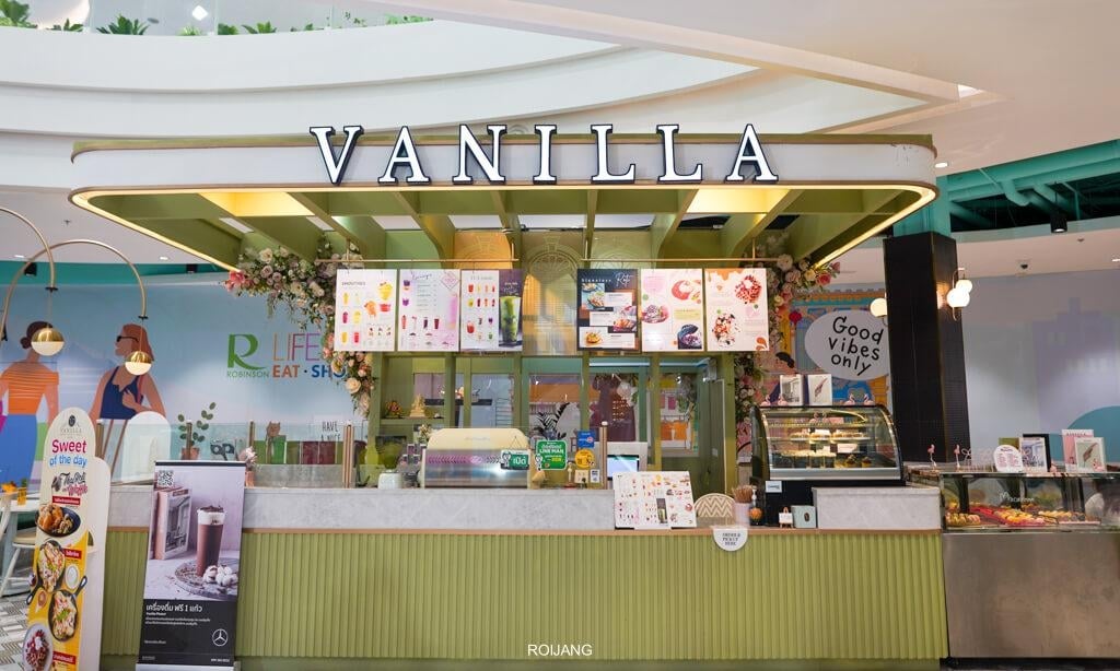สนามบินสุวรรณภูมิที่มีป้ายเขียนว่าวานิลลา ร้านอาหารในโรบินสันถลาง