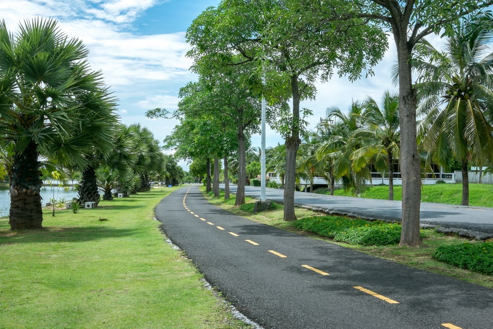 สวนสาธารณะที่มีถนน สำหรับไว้ให้คนปั่นจักรยาน สถานที่ท่องเที่ยวโคราช
