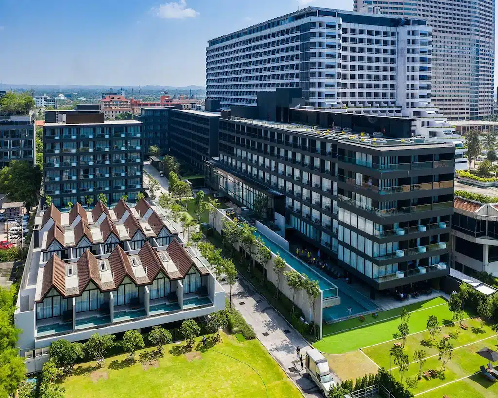 ภาพถ่ายทางอากาศของโรงแรม 5 ดาวในกรุงเทพฯ ประเทศไทย ที่พักแสมสาร 5 ดาว 